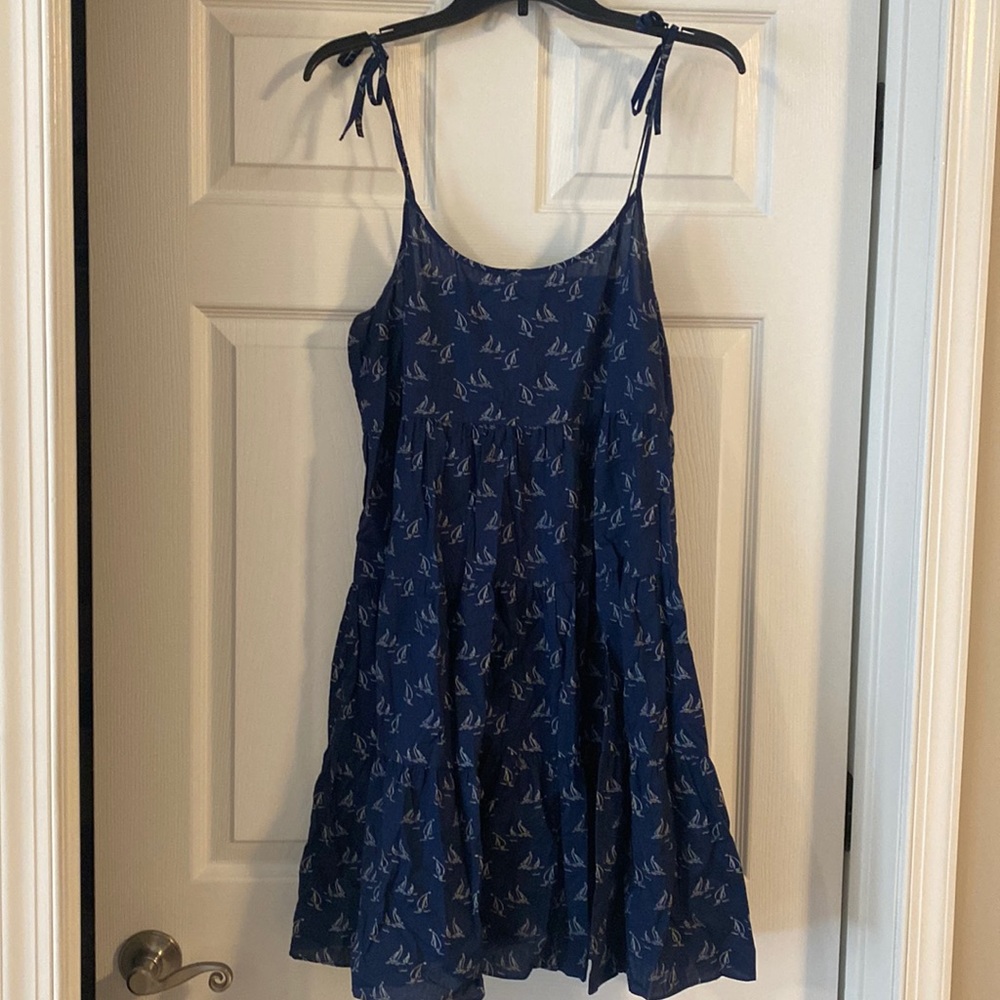 Vineyard Vines Navy Blue Sailboat Tiered Dress